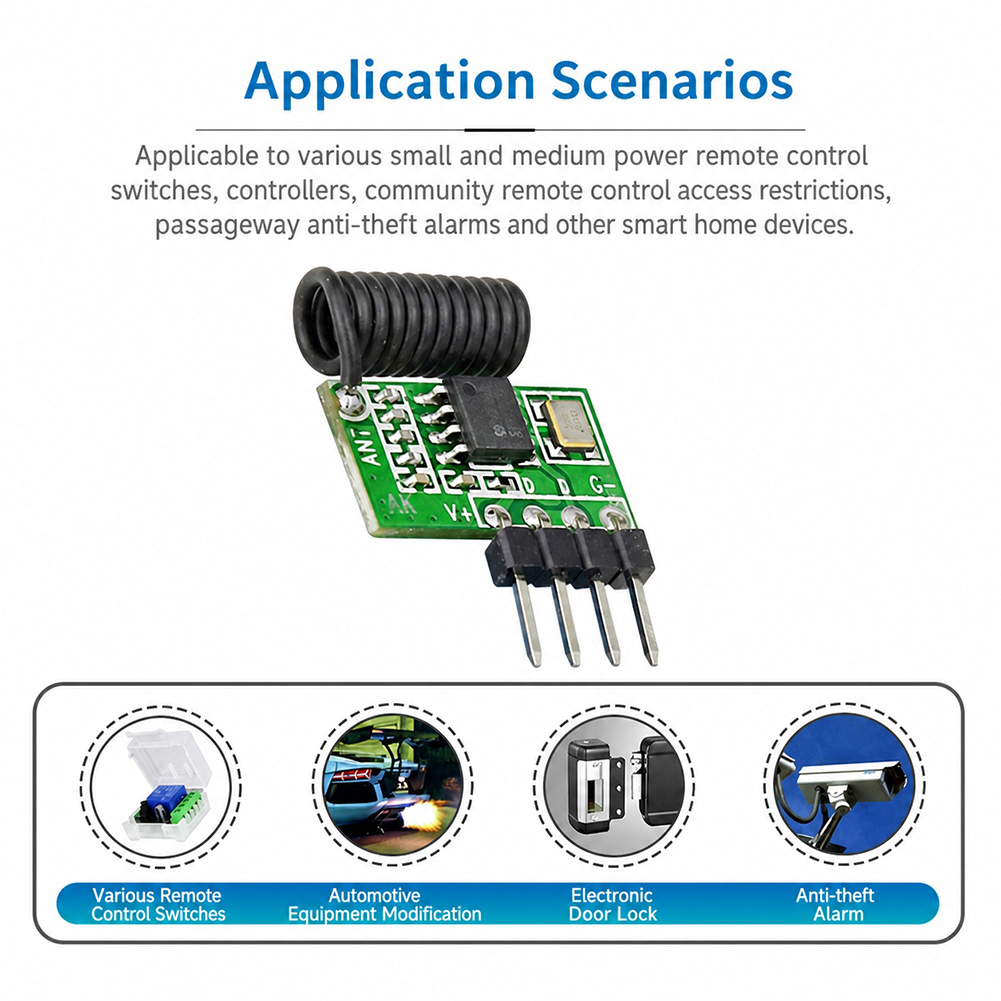 Arduino Kit - 315MHz/433MHz Superheterodyne RF Receiver Module 3.3V-5.5V