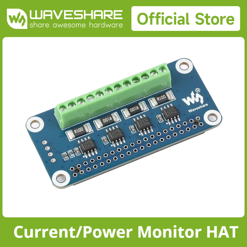 Raspberry Pi 4 - Waveshare 4-ch Current/Voltage/Power Monitor HAT for